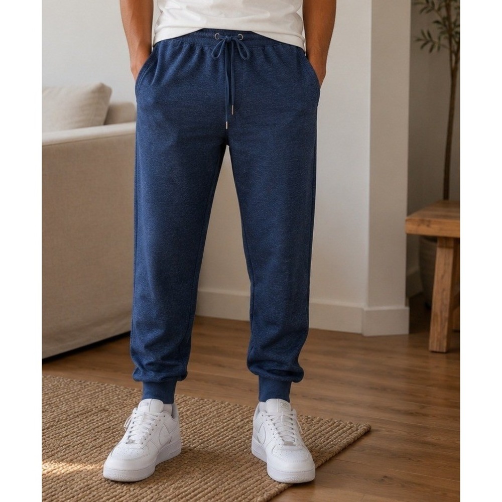 Uniqlo Jogger Pants Men's Large Blue Pull On Waistband Drawstring Pocket Active